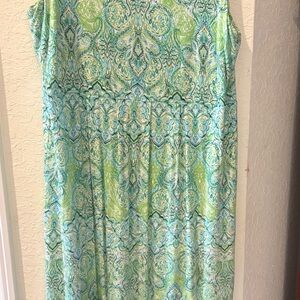 J. Jill Vibrant Green and Blue Maxi Dress